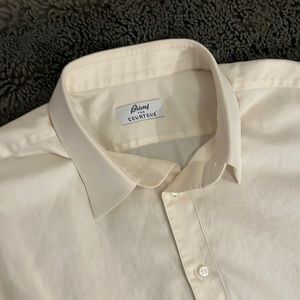 Brioni Cream Yellow Button Up Shirt (ready for cuff links)
